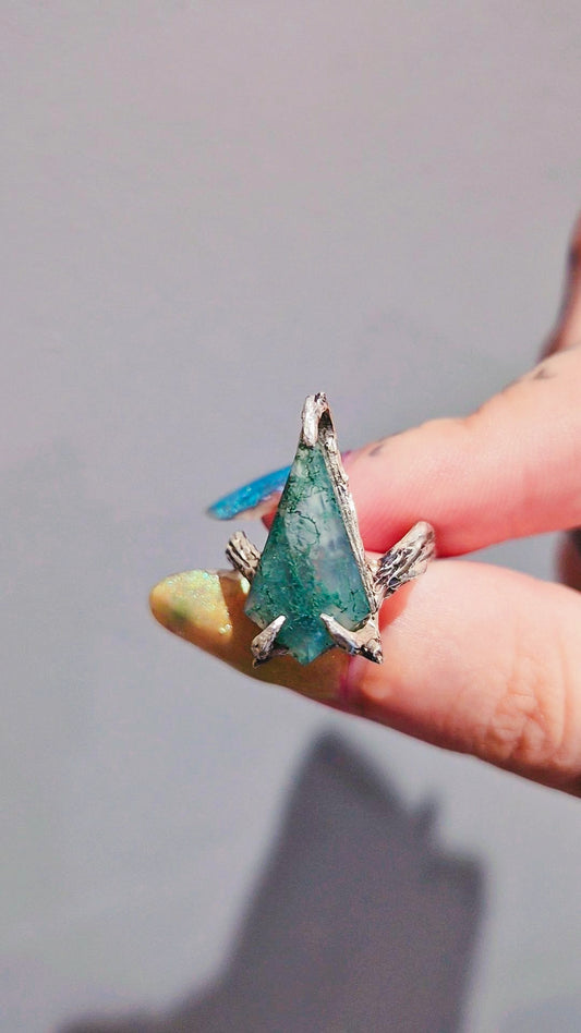 Gothic moss agate ring