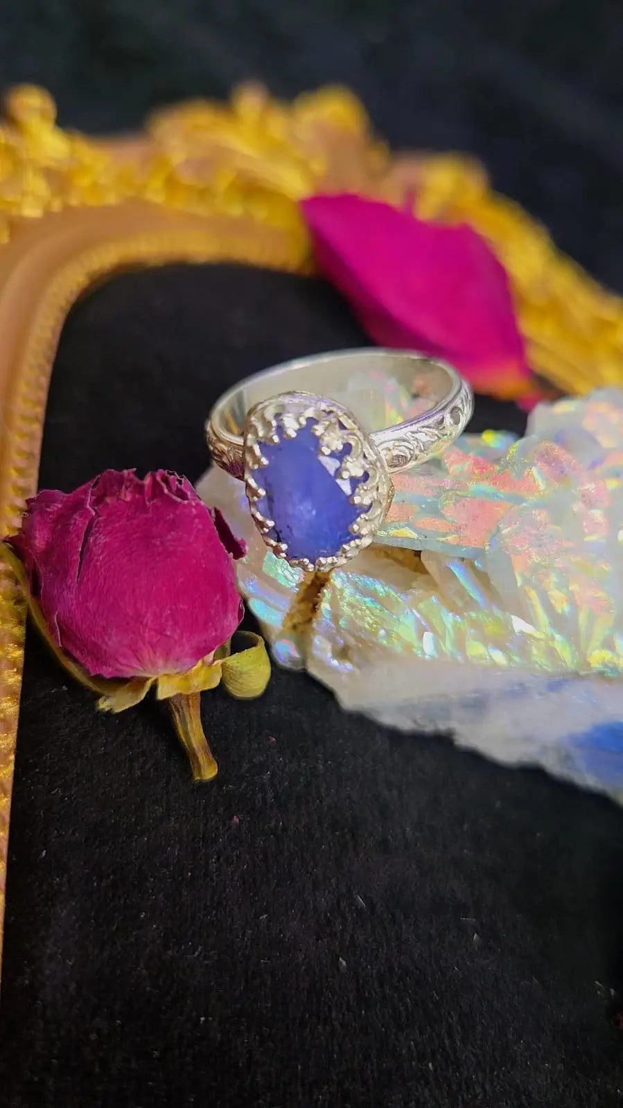 Tanzanite Silver Ring - UK Q / US 8 1/2 Book of Kissu