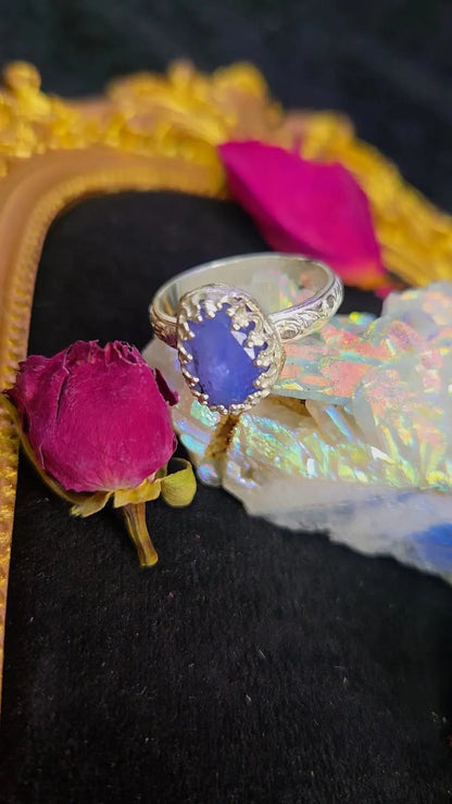 Tanzanite Silver Ring - UK Q / US 8 1/2 Book of Kissu