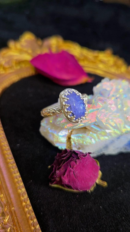 Tanzanite Silver Ring - UK Q / US 8 1/2