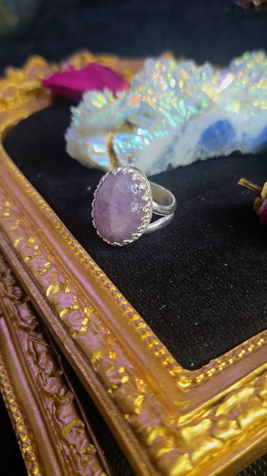 Fluorite Silver Ring - UK N / US 7
