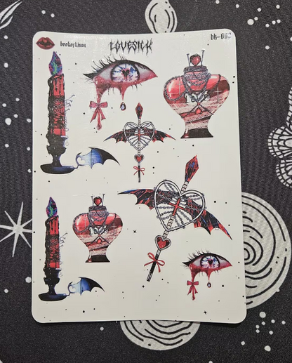 Lovesick Witchy Sticker Sheet - Book of Kissu