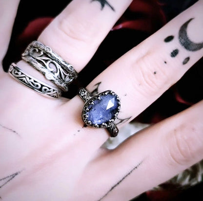 Tanzanite Silver Ring - UK Q / US 8 1/2 Book of Kissu