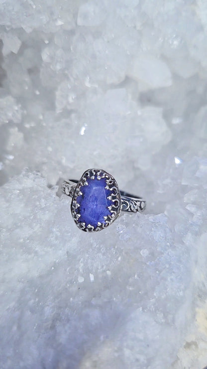 Tanzanite Silver Ring - UK Q / US 8 1/2 Book of Kissu
